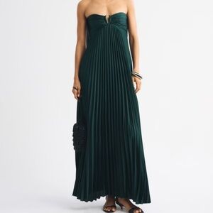Abercrombie & Fitch Dark Green Strapless Maxi Dress